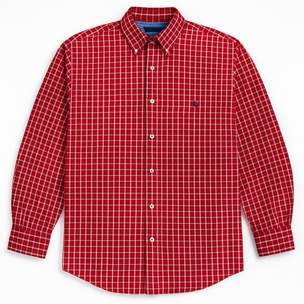 Chaps Red Plaid Long Sleeve Button-Up Shirt